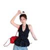 Y2k Halter Ruffle Vest Top Polka Dot Women Camisole Comfortable Sleeveless Crop Top  Female