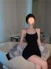 Chic Black Backless Spaghetti Strap Dress for Women - Spring/Summer 2022 Bodycon Slim-Fit