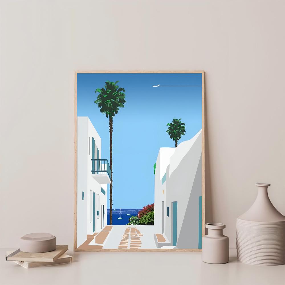 1pc Japan Beach City Summer Hiroshi Nagai Vaporwave Poster HD Posters Home Room Bar Cafe Decor Art Wall Painting Picture