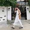 White suspender vest dress children's summer new small French temperament seaside vacation dress