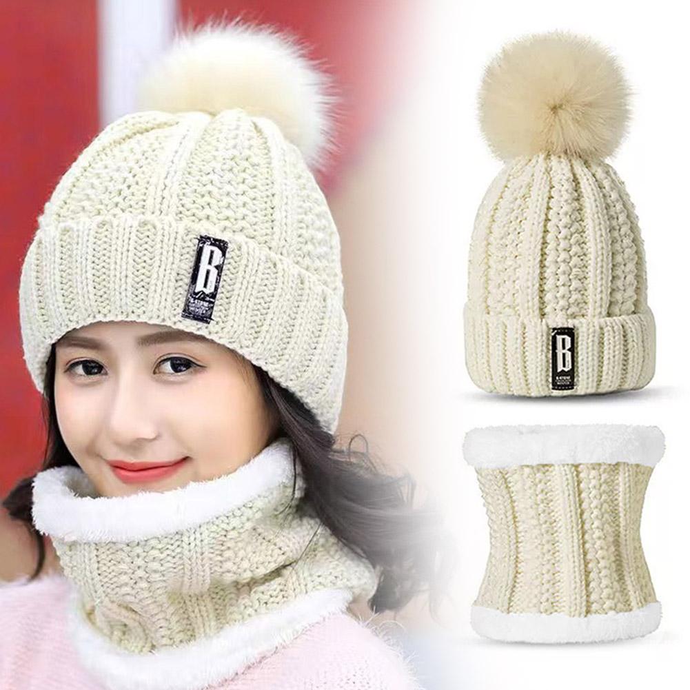 Marke Winter Strickschal Hut Set Dicke Warme Skullies Beanies Hüte für Frauen Solide Outdoor Schnee Reiten Ski Bonnet Caps Mädchen