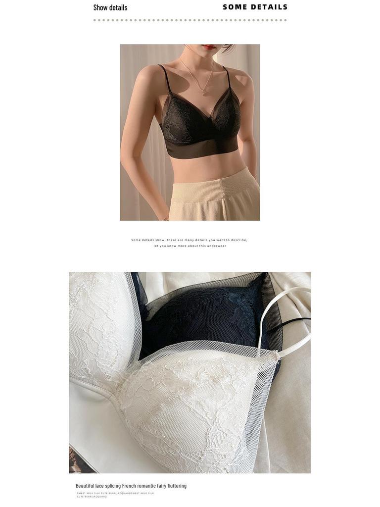 Romantic Lace Triangle Camisole Bra: Seamless Vest Style for Small or Flat Chests