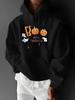 Men's Autumn Winter Letter Print -Lined Hooded Sweatshirt, Versatile Casual Loose Fit Hoodie