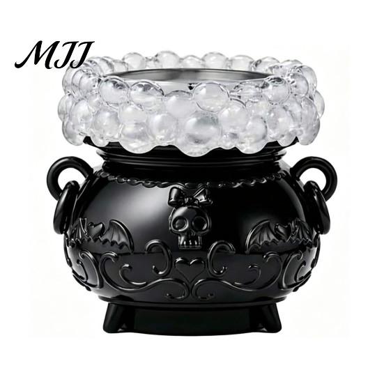 Halloween Cauldron Decorations LED Bubble Light Decor, Color Changing Witch Potion Lamp with Simmering Display Purple Light, Spooky Gothic Tabletop