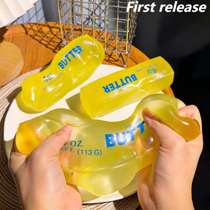 New Squishy Simulated Butter Squeeze Toy Funny Soft Stress Relief Slow Rising Sensory Fidget Relief Game Squeeze Prank Toy Gift