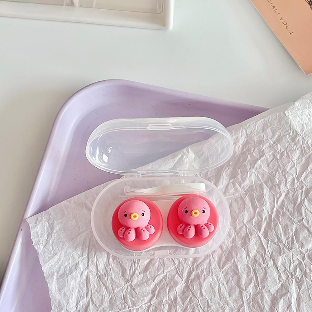 Cute Contact Lens Case with Lenses Tweezers Contact Lens Kit Holder Container Cartoon Animal Lens Storage Box