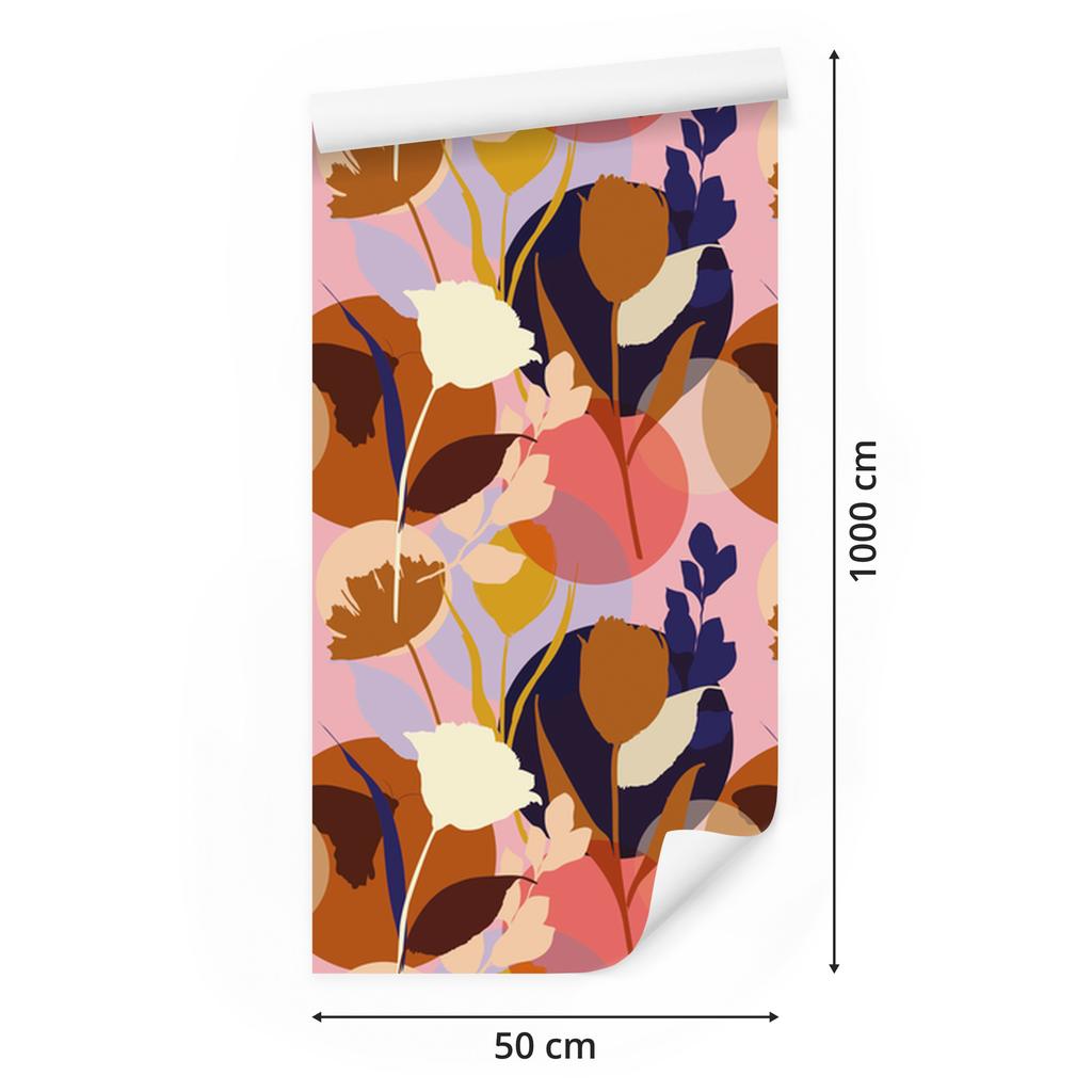 Wallpaper Fashionable colorful flowers for living room and bedroom 50x1000