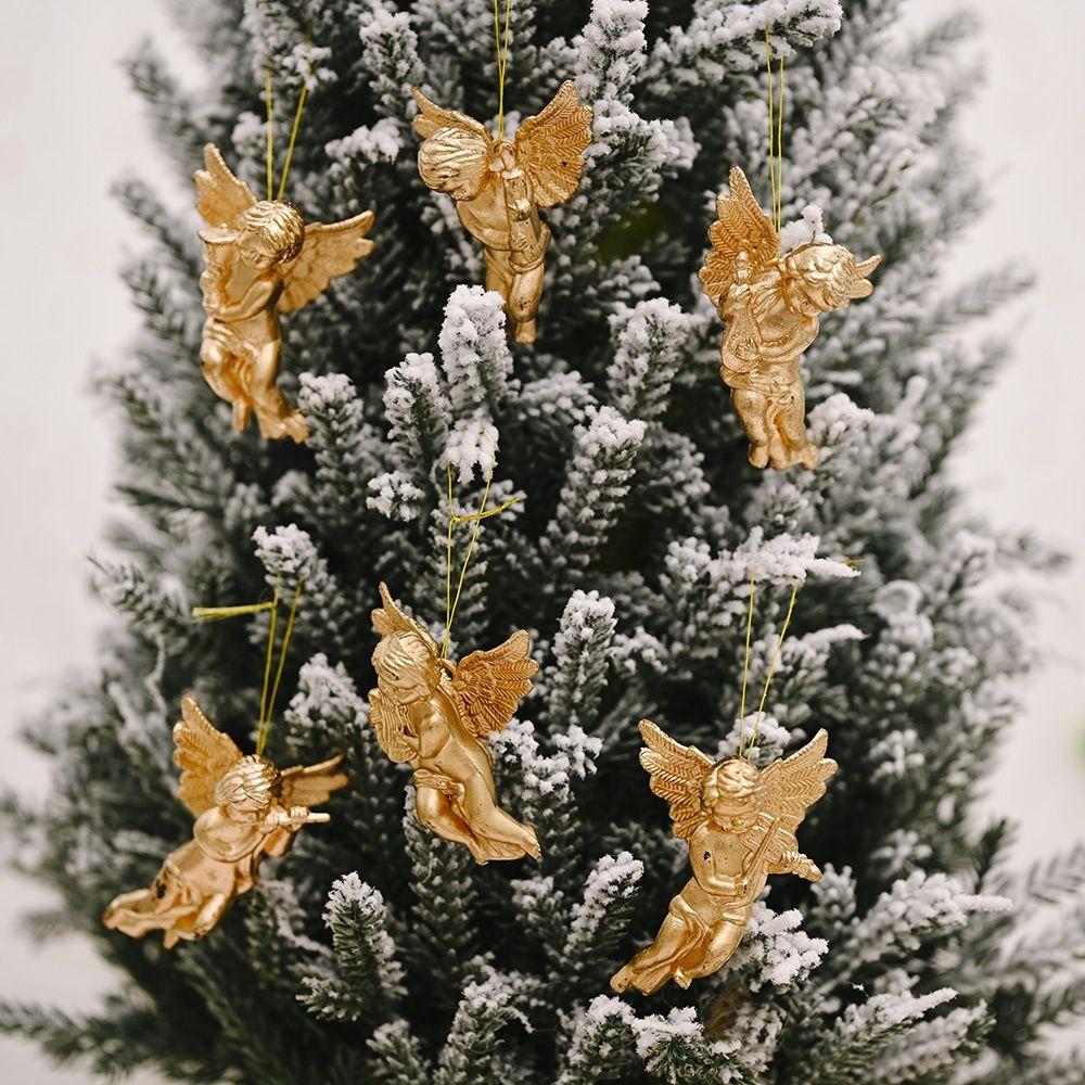 Christmas Tree Decor DIY Gold Silver Hanging Ornaments Angels Figurine Angel Ornament Angel Pendant