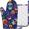 Day of The Dead Oven Mitt and Pot Holder with Silicone Heat Resistant Kitchen for Cooking BBQ Baking Grilling Cooking Protection