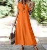 Abito Maxi da Donna con Scollo a V e Maniche Corte alla Caviglia in 12 Colori, Vestibilità Casual Ampia con Borsa a Tracolla