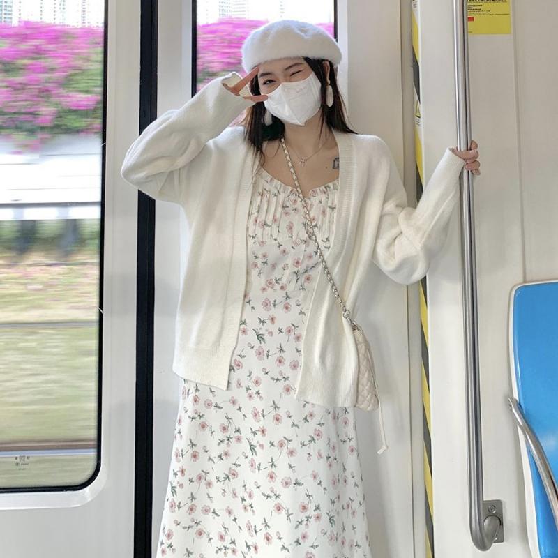 Casual Dress Gentle Floral Halter Dress Thin Section of A Hundred with Thin Sleeveless Dresses
