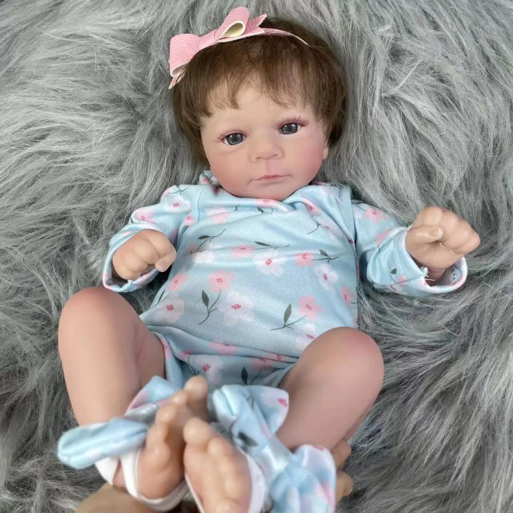 18Inch Already Finished Reborn Baby Doll Felicia Adorable Girl Lifelike Doll 3D Skin Tone Veins Doll Gift With Doll Accessories