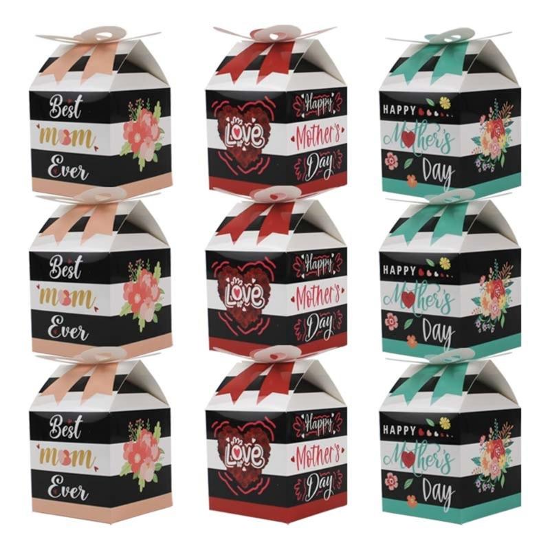 50Pieces Mother Day Candy Boxes Mother Day Cup Cake Paper Boxes Mother Goodie Gift Decorations Mother Day Party Supplies