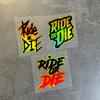 2PCS Gold RIDE OR DIE Motorcycle Stickers for Helmet Bicycle Handlebars Top Tube Frame Universal Waterproof Vinyl Decals