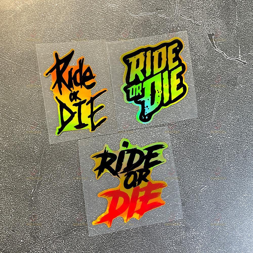 2PCS Gold RIDE OR DIE Motorcycle Stickers for Helmet Bicycle Handlebars Top Tube Frame Universal Waterproof Vinyl Decals