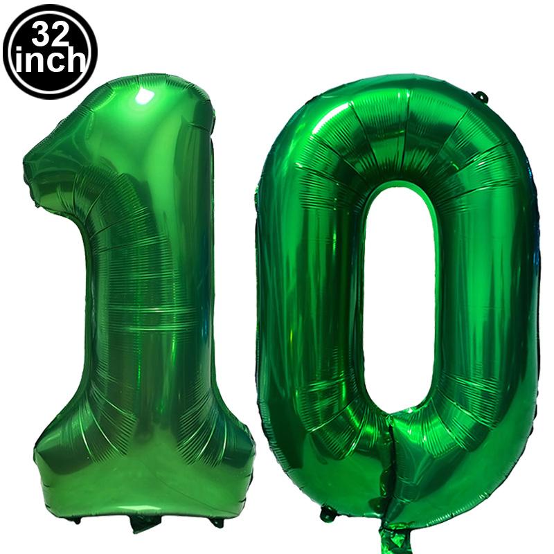 Green Large Numbers Balloon 32 Inch 0 1 2 3 4 5 6 7 8 9 Jungle Birthday Digit Bachelorette Balloons Figure Golob Party Ballon