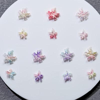 20Pcs Lily Flowers Nail Charms 3D Luminous Soft Nail Decoration Gradient Ice Lily Nail Art Flowers Spring Nail Petal
