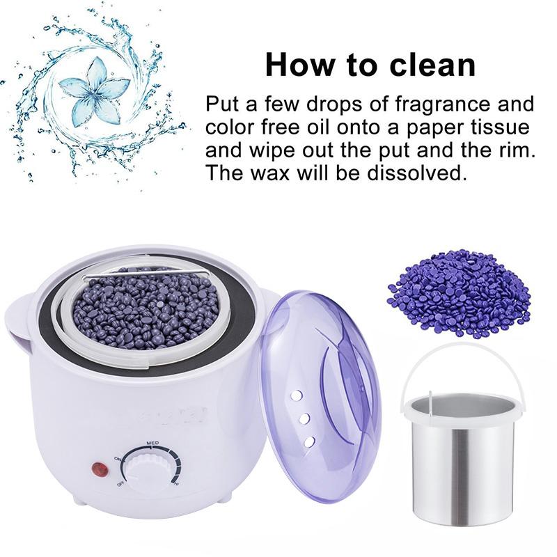 Wachsset Wachserhitzer Haarentfernungsmaschine mit Heißwachsbohnen Calentador de cera Wachsschmelzer Holzspatel für Achselhöhle Bikini