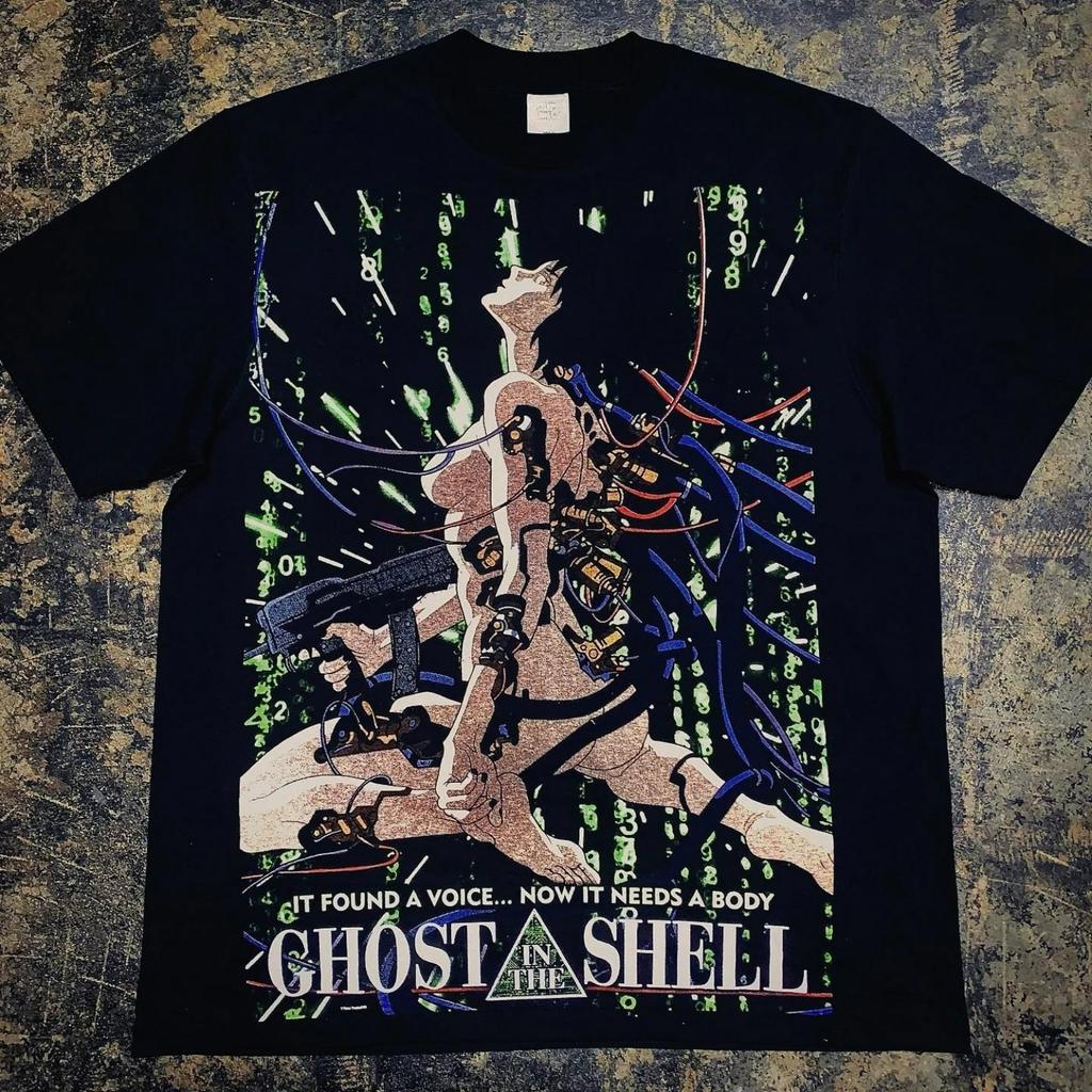 Ghost In The Shell By Anime Print Short Sleeve Loose Plus Size Retro Classic High Street T-shirt Men and Women Same Style
