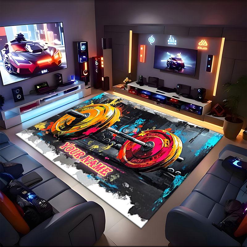 1PC Custom Name Artwork Theme Floor Mat Ideal for Living Room, Game Rooms, Office, Bedroom,Floor Mat Playful Design