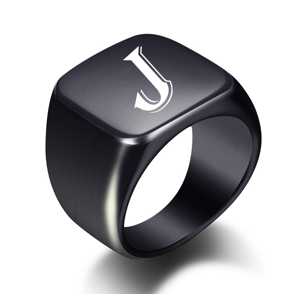 2025 Minimalist 26-Letter Smooth Titanium Steel Ring, Stainless Steel, 18MM Wide, Unisex