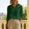 Women's Color Casual Fashion Off Shoulder V-neck Color Long Sleeved Top