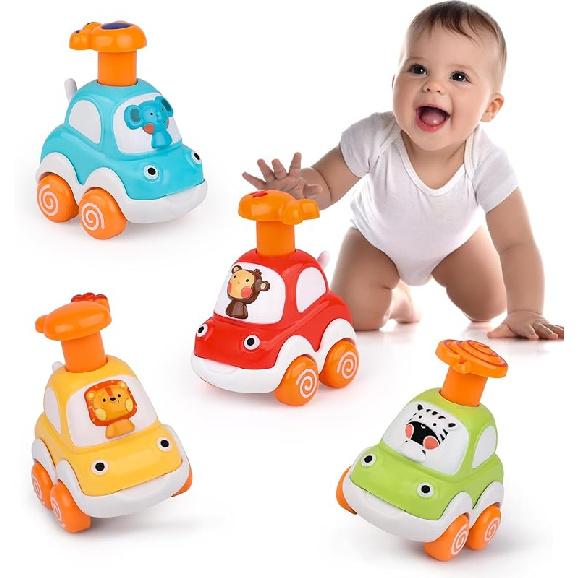 Amy&Benton Toddler Toy Cars Baby Toy Cars Press and Go Cars for Toddlers 1-3 Animal Cars Toy Cars for Boys 1 Year Old 1st Birthday Gifts 1-2 Years Wind Up Cars