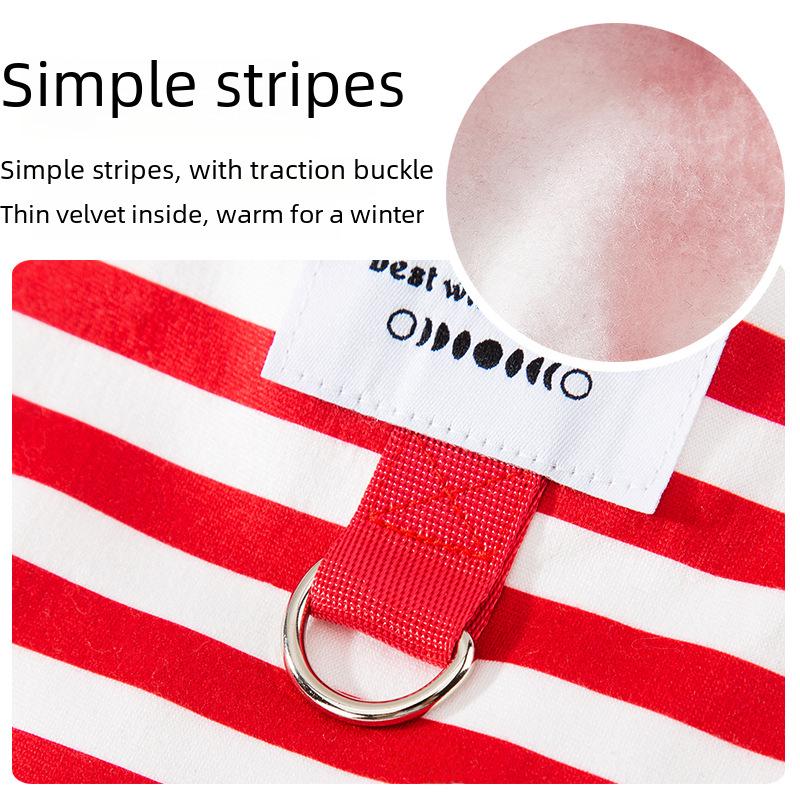 Gestreiftes Sweatshirt mit Leine für Hunde und Katzen - Lässiger Herbst-/Winterstil, Zweibeiniges Design für Pomeranian & Teddy