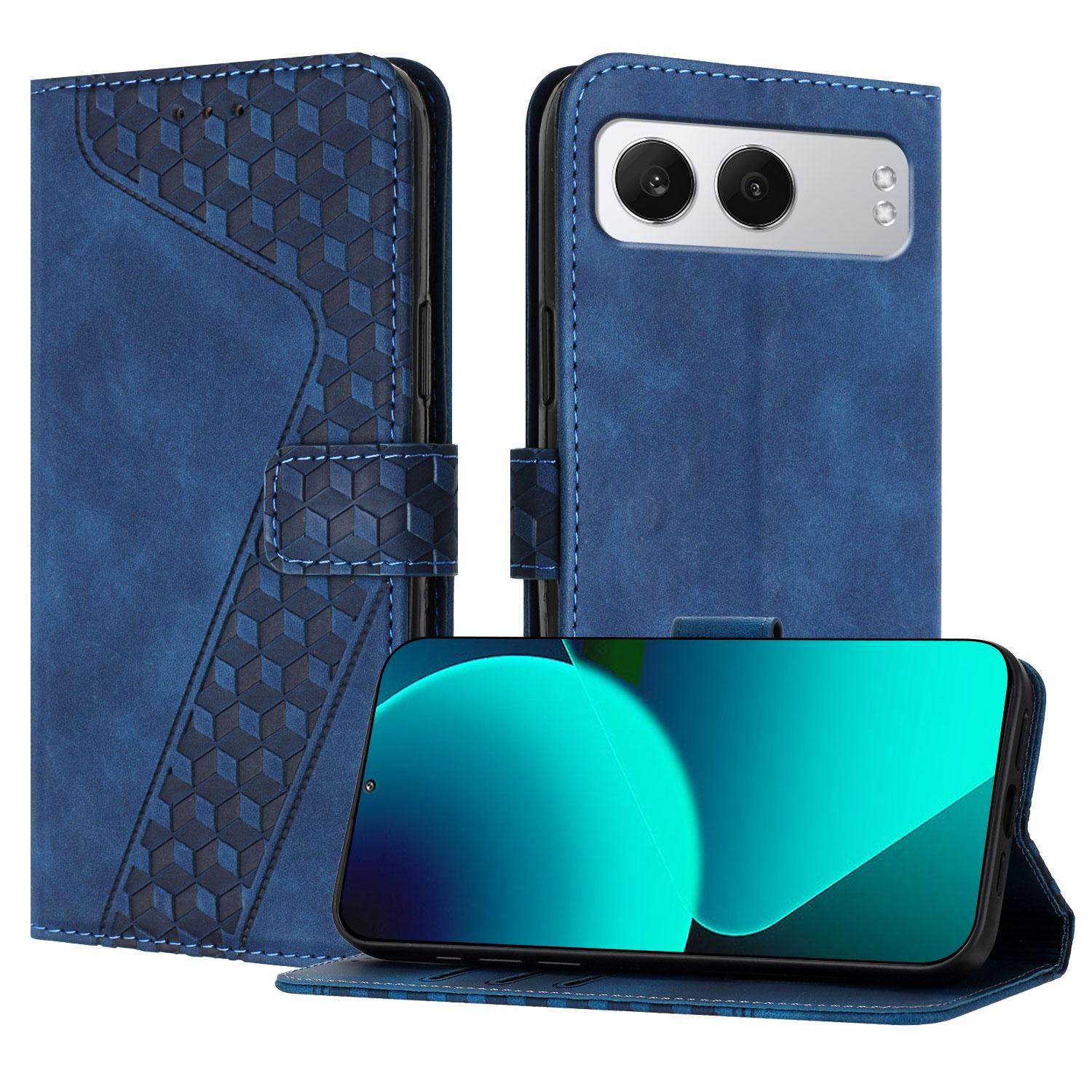 

For OnePlus Nord 4 Leather Case 7-Shaped Pattern Wallet Stand Shockproof Phone Cover Blue