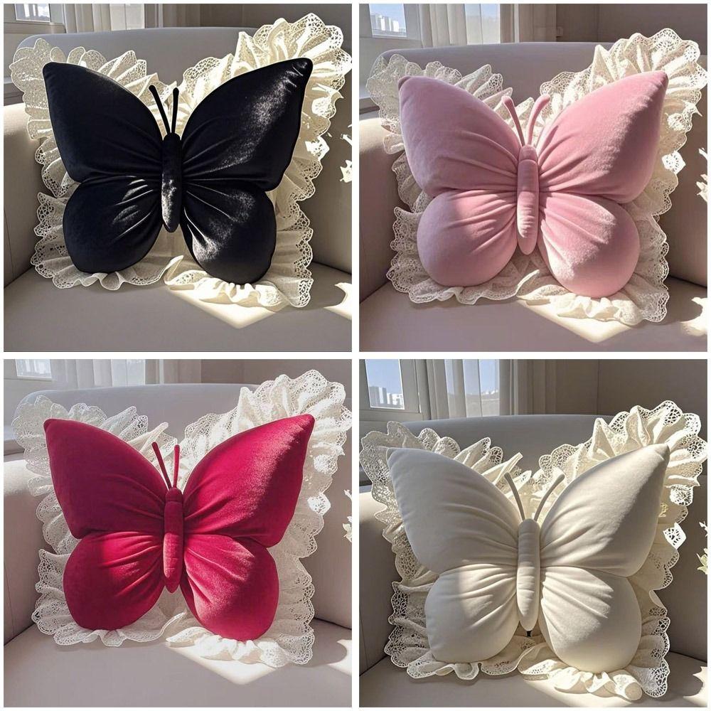 

Cute Butterfly Pillow Lace Soft Stuffed Toy New Hug Pillow Sofa Decoration чорний