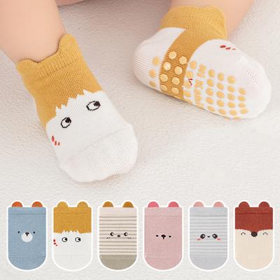 3/6 Pairs Non-Slip Baby Socks Pack Soft Cute Cartoon Newborn Socks With Ears Cotton Socks for Toddlers