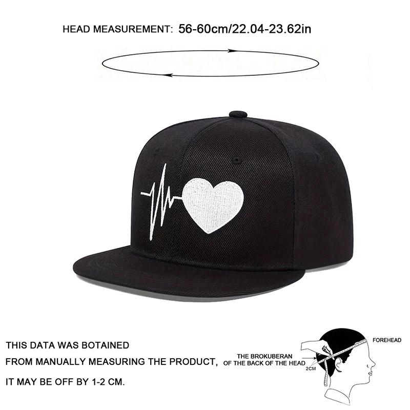 Unisex Heart Electrocardiogram Embroidery Hip-Hop Hats Spring Autumn Outdoor Adjustable Casual Baseball Caps Sunscreen Hat Cap