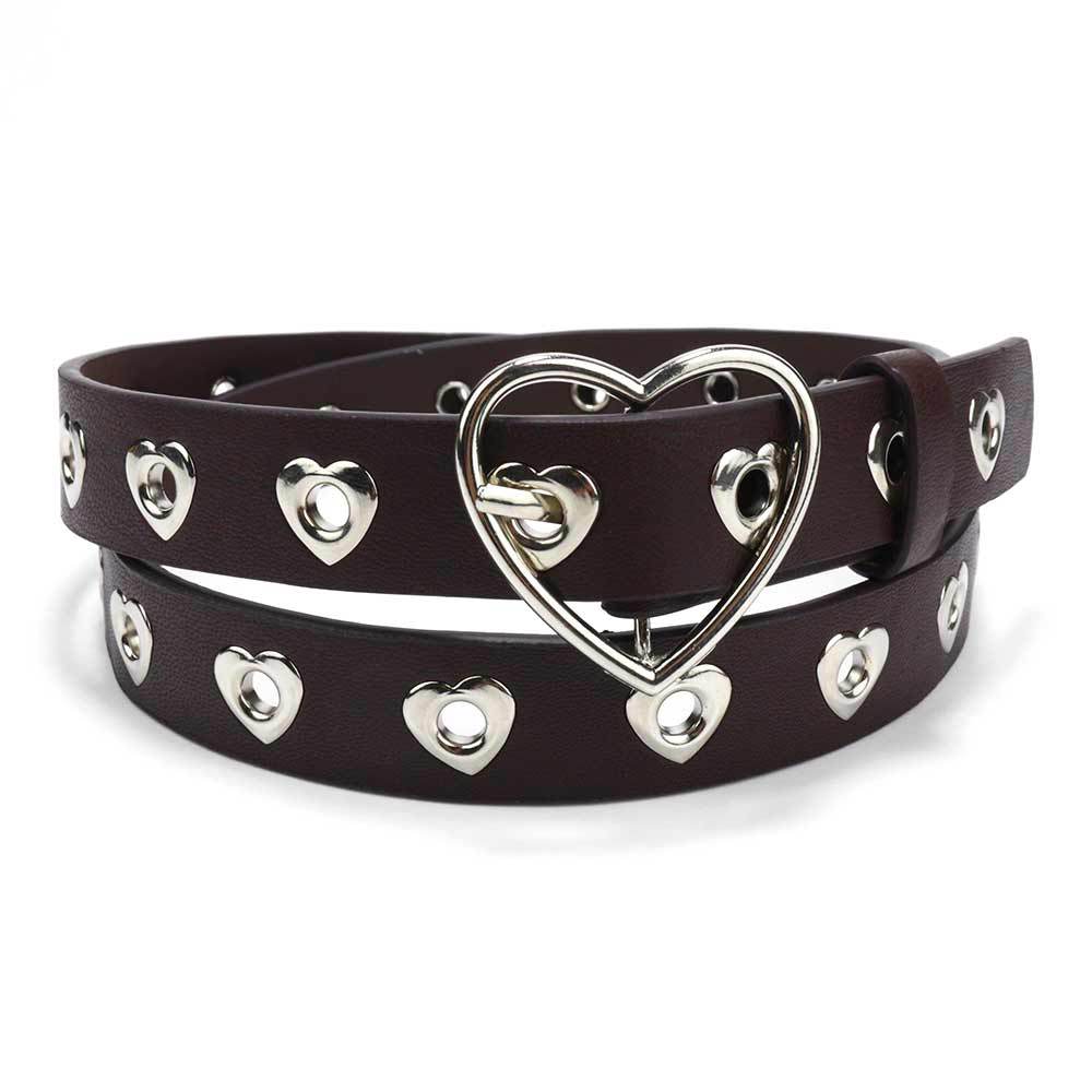 Belt Female Punk Heart-Shaped Air Eye Hollow Decorative Hundred Towers Ladies Belt Belt