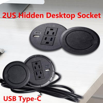 שקע שולחני רב-תכליתי 2 שקעי US עם USB Type-C שקע שולחני שקוע שקע עגול