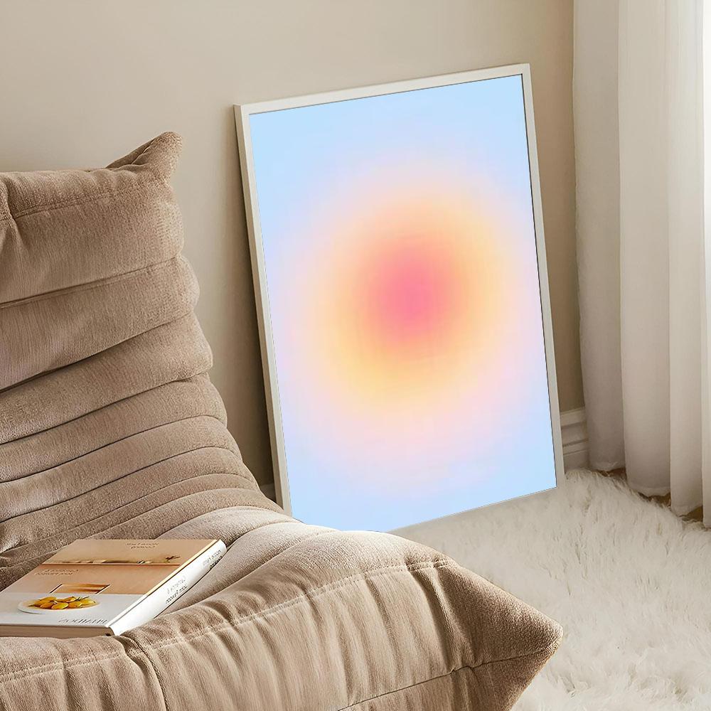 1pc Gradient Aura Self-adhesive Art Poster Waterproof Paper Sticker Coffee House Bar Room Wall Decor