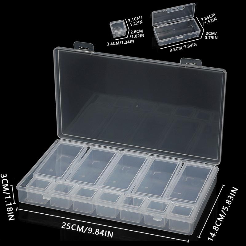 Bead Organizer Box Small Clear Plastic Bead Rhinestone Storage Containers with Hinged Lid for Storage Small Items Crafts Jewelry