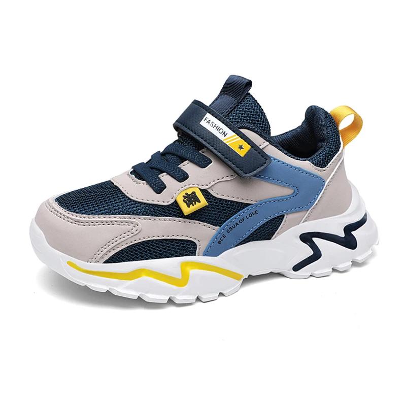 Kid Sneakers Sport Shoes For Boys Fashion Leather Children Breathable Mesh Comfort Shoes Casual Walking Outdoor Running Shoes