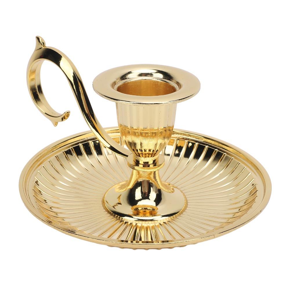 Handheld Taper Candle Holder Round Bottom Brass Candlestick Holder  Christmas Decor