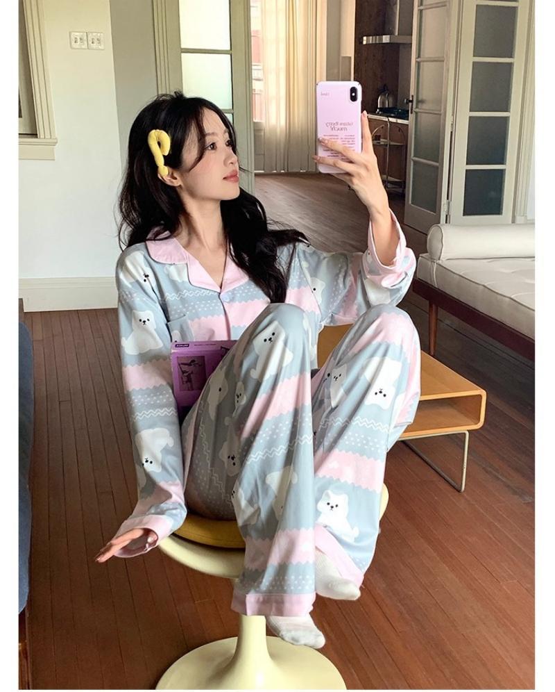 

Women s Plus Size Long Sleeve Cartoon Cardigan Set XL-2XL