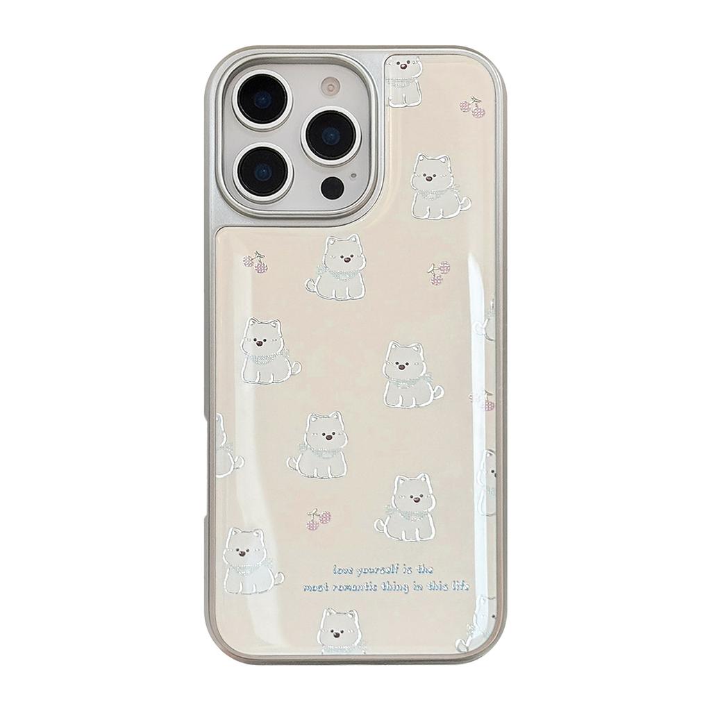 Gilded Ins West Highlands Suitable for Apple 15pro Max Mobile Phone Case Iphone 16 Drop Glue 13 Electroplating 14 Huawei