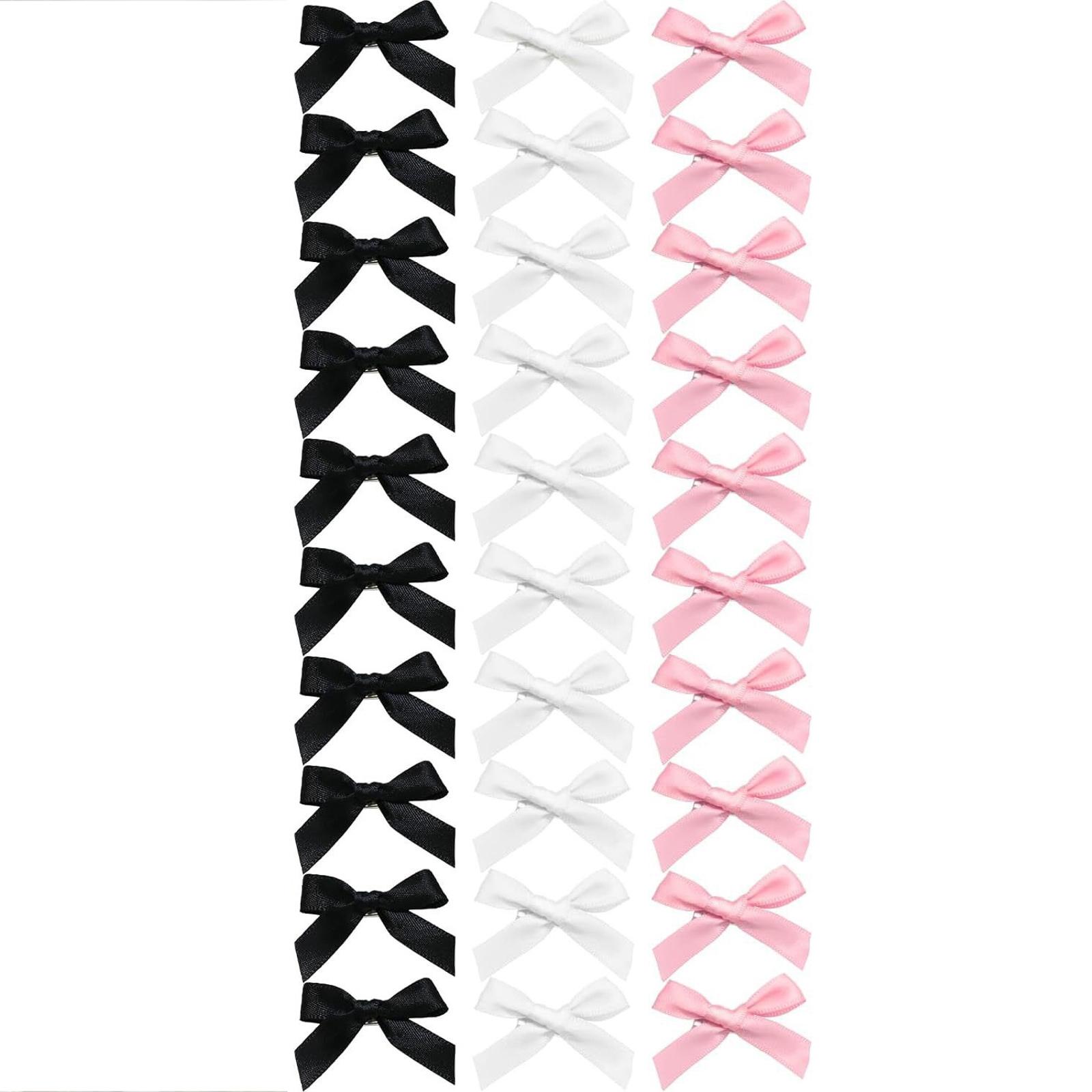 

Набор из 30 мини-заколок для волос с атласными бантами для женщин, девочек, детей, розовые, черные, белые аксессуары для волос для свадеб, вечеринок A