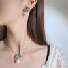 Pearl Set Earrings Needle Necklace Bow Pearl Design Temperament Premium Women'S