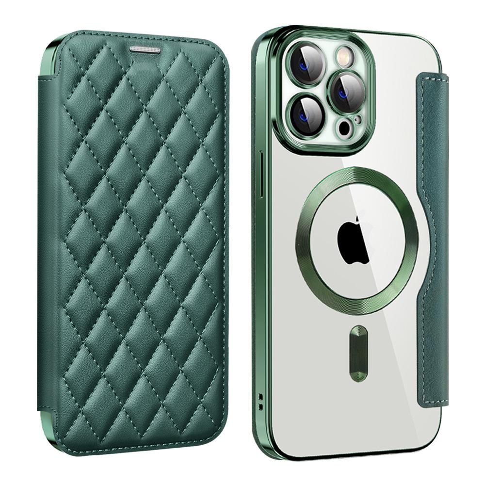 Applicable to Apple 11Promax mobile phone case Magnetic electroplating clamshell leather case S11ultra lens film protective case