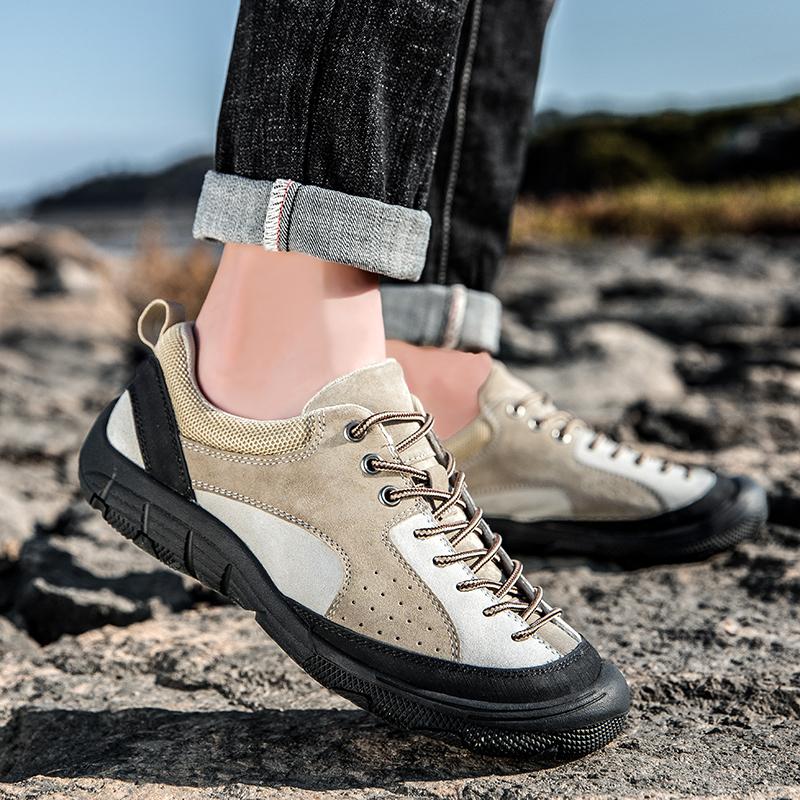 Echtes Leder Herren Wasserdichte Wanderschuhe Leichtgewicht Outdoor Trekking Ganztägiger Komfort