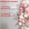 LED 4CM Cotton Ball Garlands Fairy Lights String Battery Power Christmas Outdoor Navidad Garden Bedroom Wedding Decoration