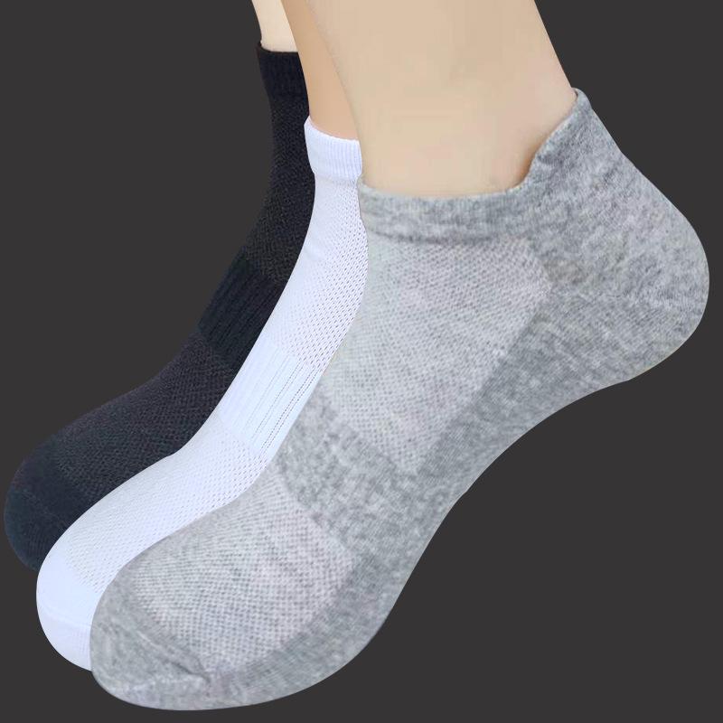 Men's Plus Size Summer Mesh Cotton Ankle Socks - Low Cut, Lightweight, Solid Color Sports Socks