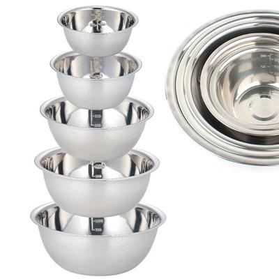 5 Stück/Set Edelstahl-Rührschüsseln, rutschfest, ineinander steckbar, Rührschüssel-Set, Rührschüsseln für Salat, Kochen, Backen
