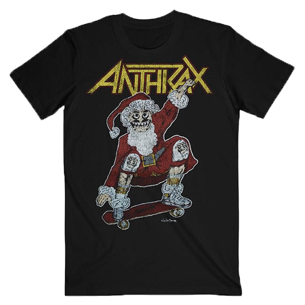 Men s Anthrax Vintage Christmas (Back Print) Slim Fit T-shirt Medium Black L