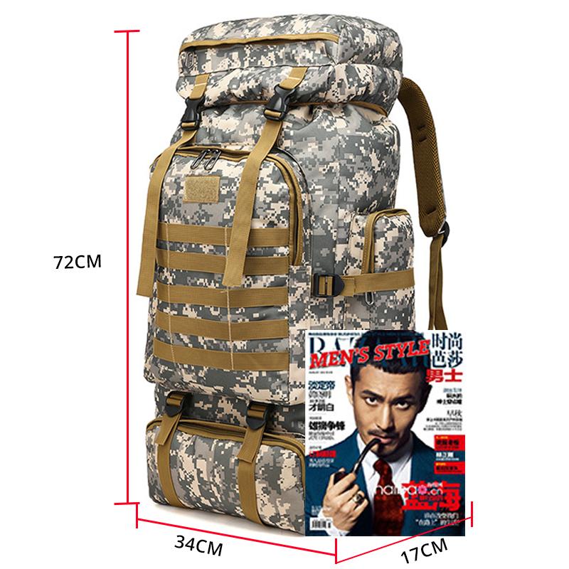 70L Large Capacity Camouflage Tactical Backpack Waterproof Outdoor Hiking Bag
