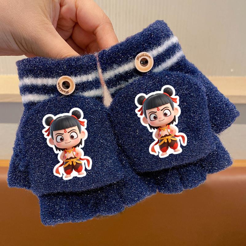 

Cartoon Flip-Top Plush Winter Gloves for Kids One Size